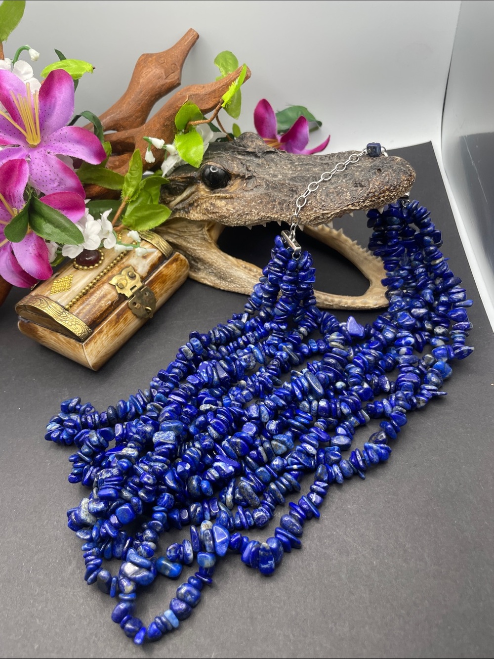 Lapis lazuli 7 strand FY 925 necklace D37